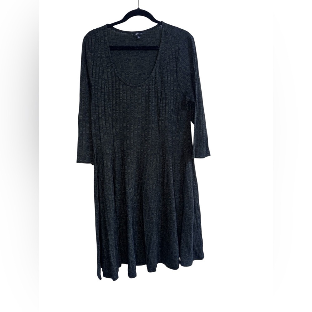 Torrid Dark Green Ribbed Long Sleeve Skater Dress 2X